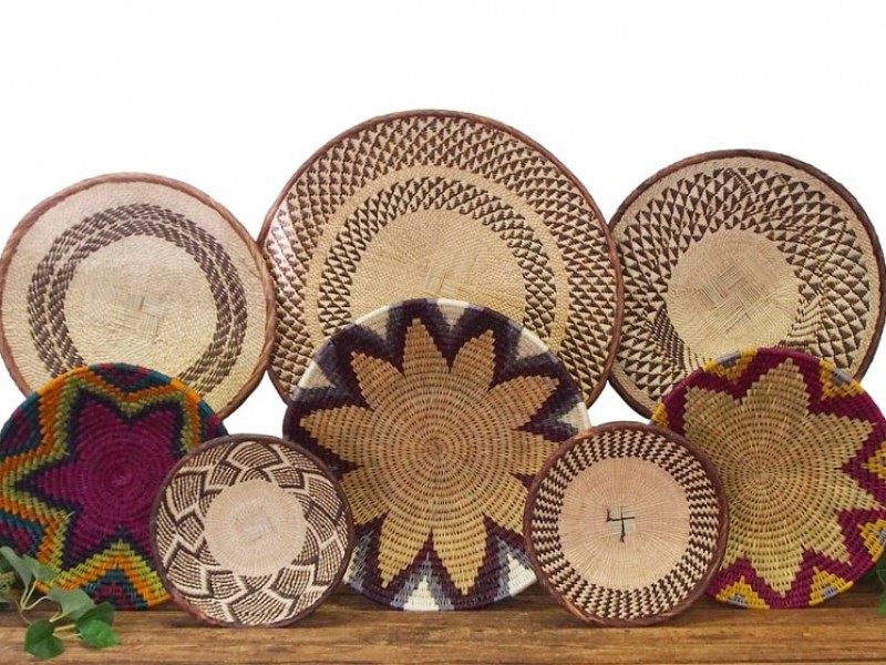 8 Piece African Wall Basket Set